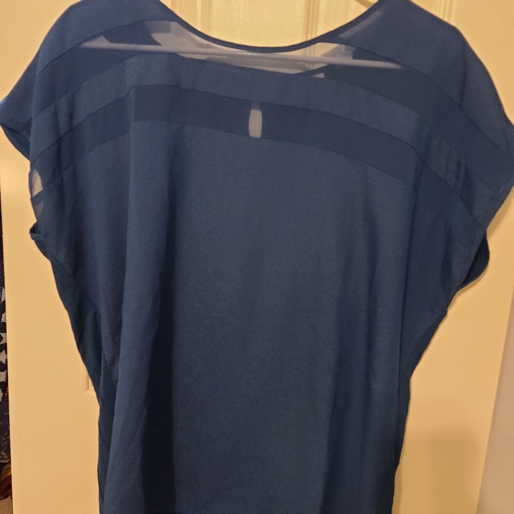 Navy top, sheer stripes